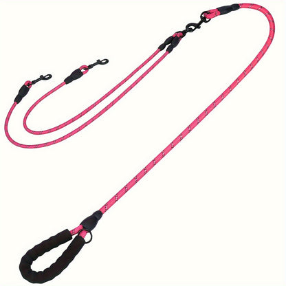 Dual Dog Walking Leash with Padded Handle, Two 30-Inch Branches and Six Reflective Color Options