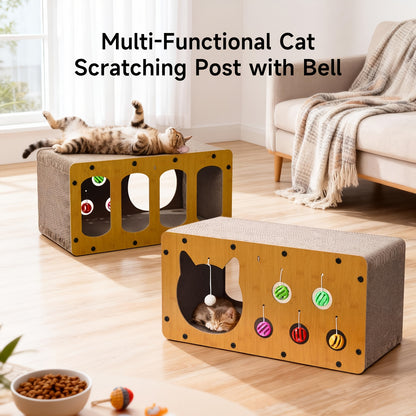 Cat Scratching Board with Interactive Rolling Ball – Multifunctional Cat Furniture for Scratching Playing & Resting
