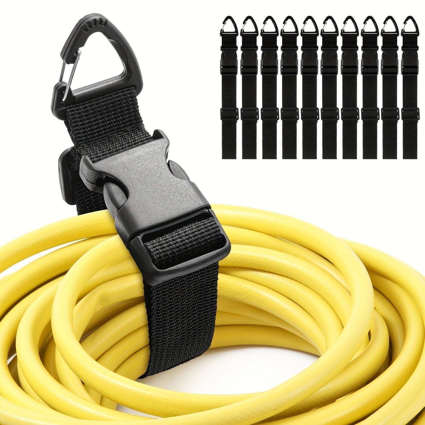 Extension Cord Organizer Straps 10-Pack – Heavy Duty 17 Inch Adjustable Storage Straps with Triangle Hanging Clips