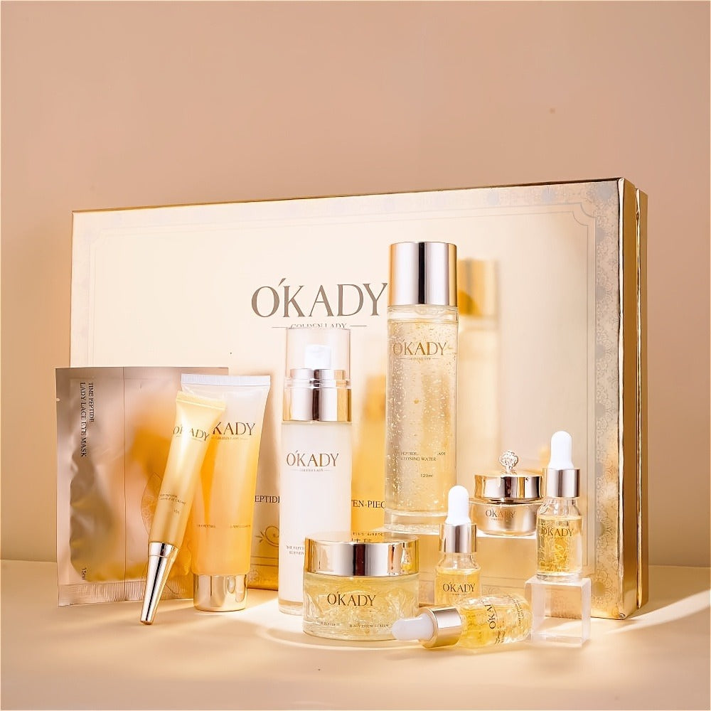 Skin Care Set for Women 24K Gold Polypeptide Complete Day & Night Routine Peptide Face Care Kit All Skin Types Luxury Gift Set