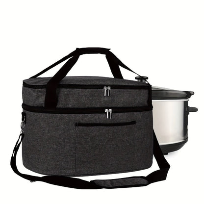 Slow Cooker Bag Insulated Carrier for 6-8 Quart Oval Crockpot, 2-Layer Waterproof Travel Bag with Handle, Keeps Food Warm for Potlucks