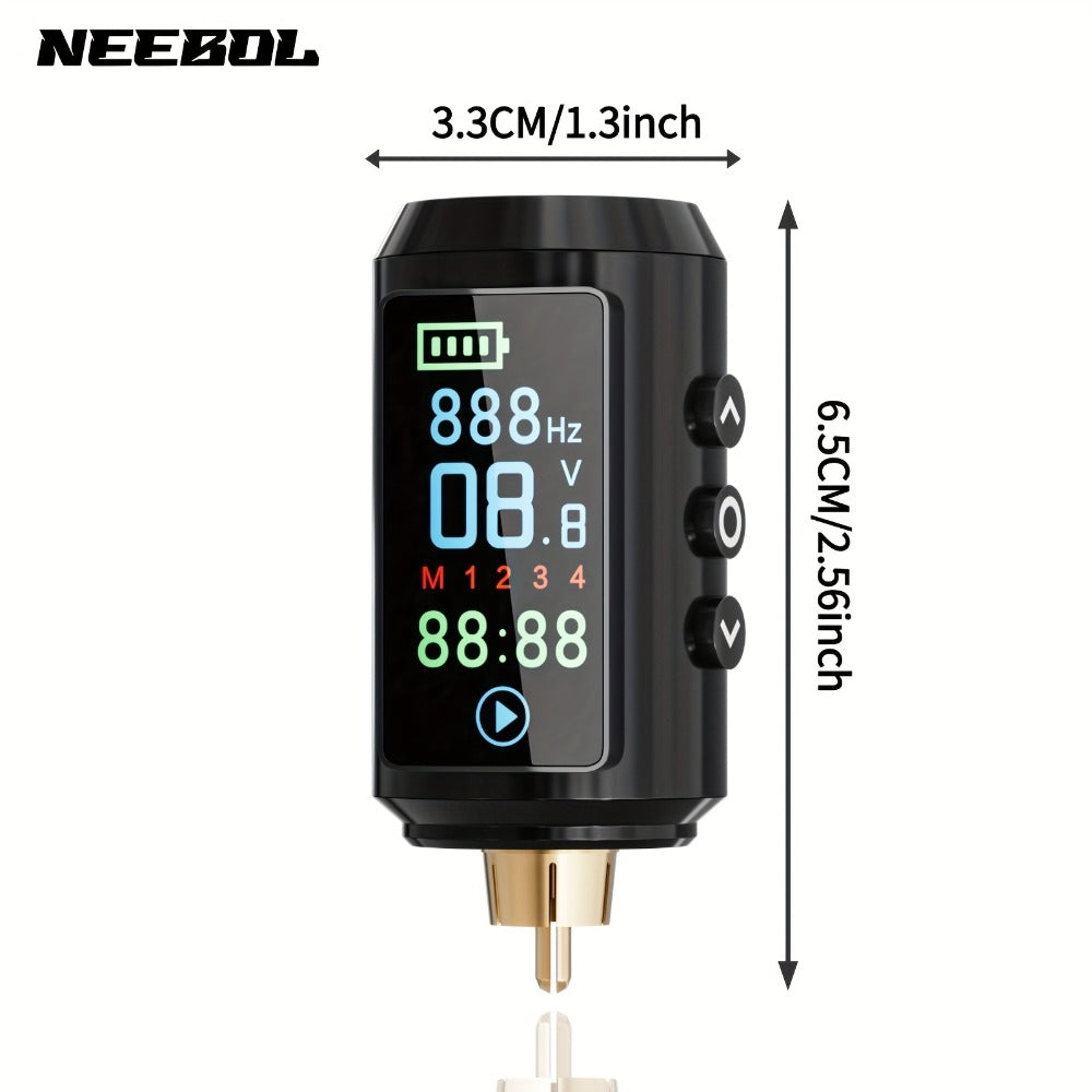 P7 1600mAh Cordless Tattoo Power Supply with Color Screen, Four Memory Modes and RCA Connector