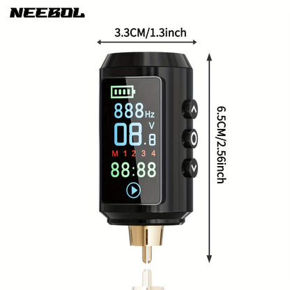 P7 1600mAh Cordless Tattoo Power Supply with Color Screen, Four Memory Modes and RCA Connector