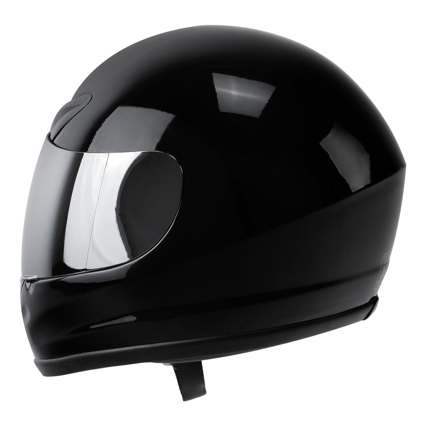 Motorcycle Helmet TCMT Gloss Black Full-Face Shell with Clear Shield, Large Variant, Padded Interior and Rear Vents