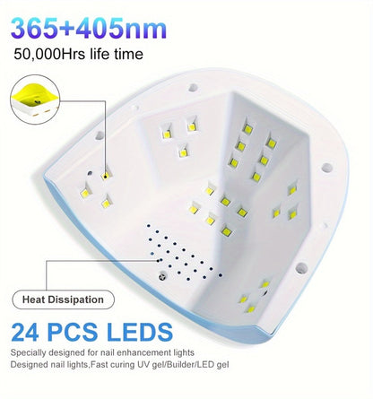 SUN S3 UV LED Nail Lamp with 24 Light Beads, 5V Input, Digital Display and Three Color Options