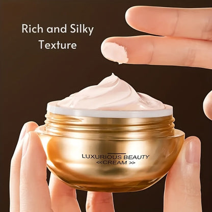 Face Cream Ganoderma Cordyceps Formula with Hyaluronic Acid, Glycerin and Golden-Tone Bottle
