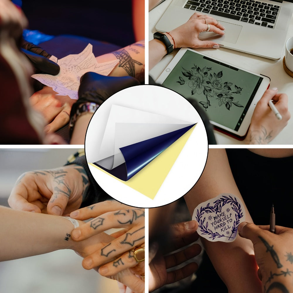 Thermal Tattoo Transfer Paper 40 Sheets Peripage Ink-Free A4 Stencil Paper High Definition Fast Imaging for Tattoo Stencil Printer