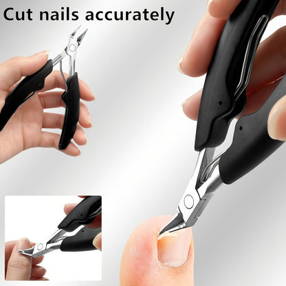 Manicure Pedicure Set 9 Piece Stainless Steel Nail Care Kit Professional Nail Clippers Nail File Cuticle Scissors for Ingrown Thick Toenails