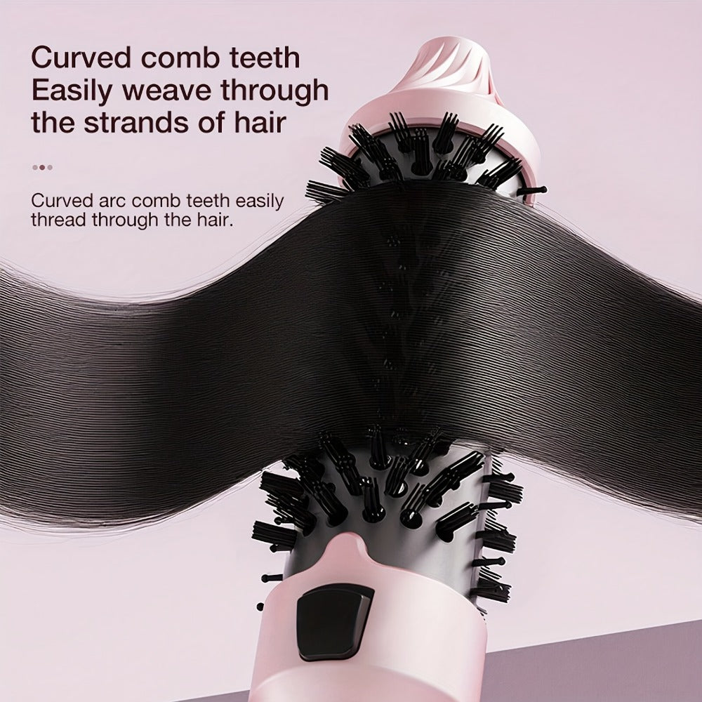 2-in-1 Hot Air Brush Straightener & Curler with Negative Ion Technology, Frizz-Free Blowout Brush with Adjustable Temp Control