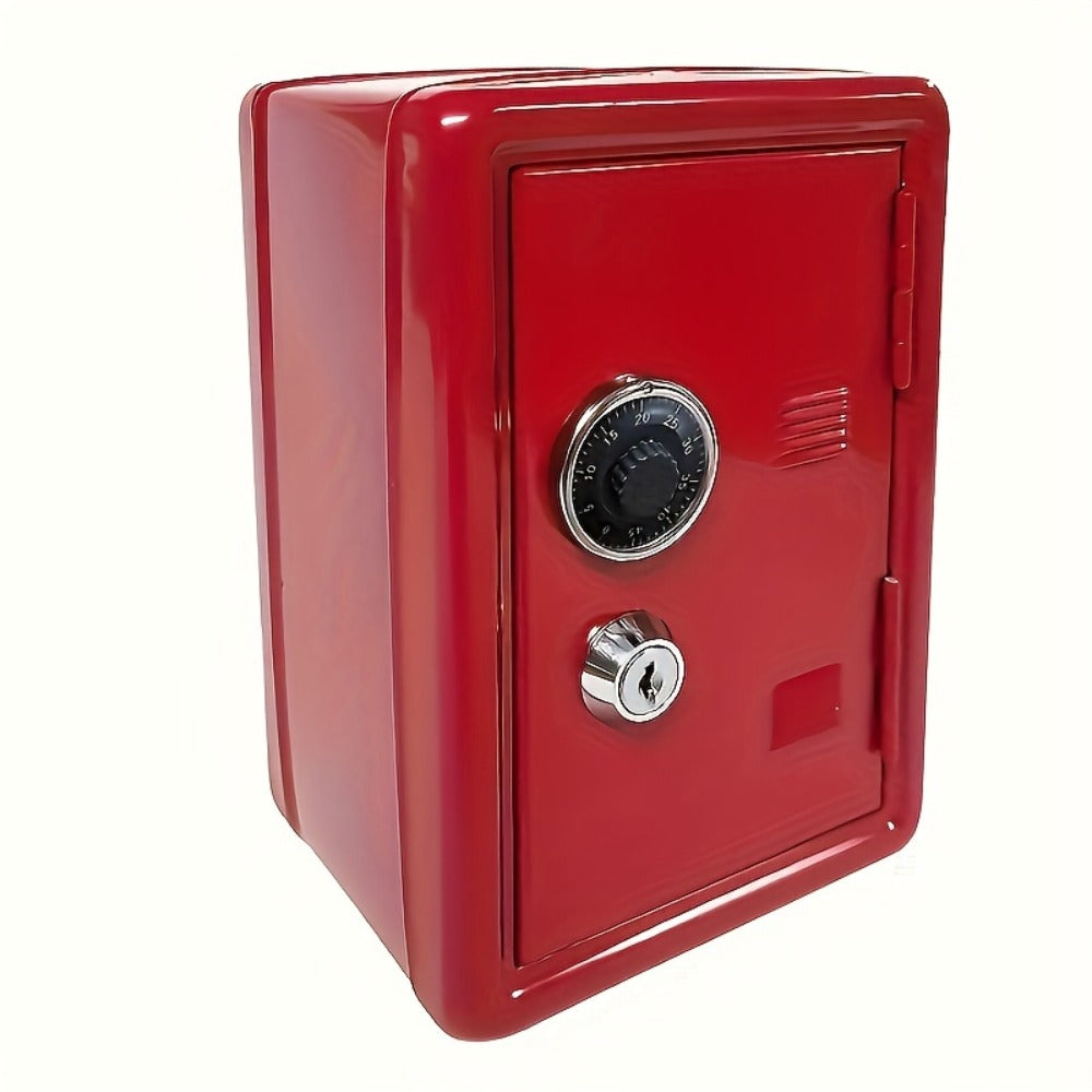 Password Lock Cash and Coin Storage Box with Key Lock Portable Money Box for Saving Cash Coins Notebooks Passports Valuables Home Office