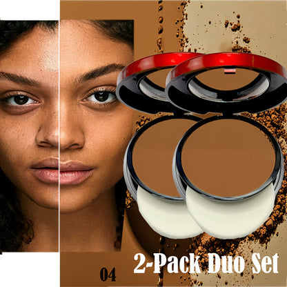 Pressed Powder Foundation Contour Matte Ful1l Coverage Oil Control Waterproof, 6 Shades Light to Dark