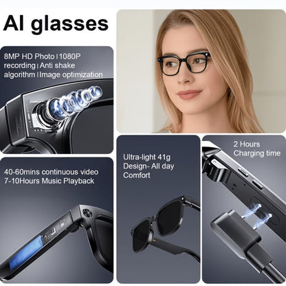 Smart Glasses 8MP 1080P Camera Eyewear with Bluetooth 5.4, Wi-Fi, Built-In Audio and Two Lens Options