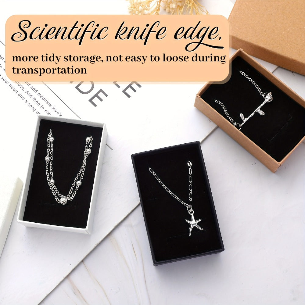Jewelry Gift Boxes Bulk 100pcs Cardboard Paper Boxes for Necklace Earring Bracelet Ring for Entryways, Bedrooms and Living Spaces