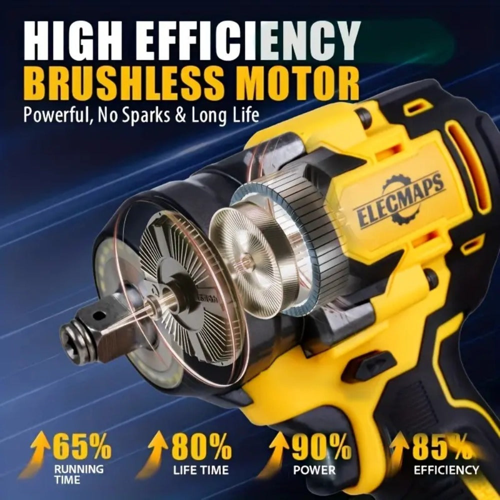 Brushless Impact Wrench for Dewalt 20V Battery - 1/2 Inch -Ft High Torque Electric Impact Gun, 3300 RPM for Cars & Home Use