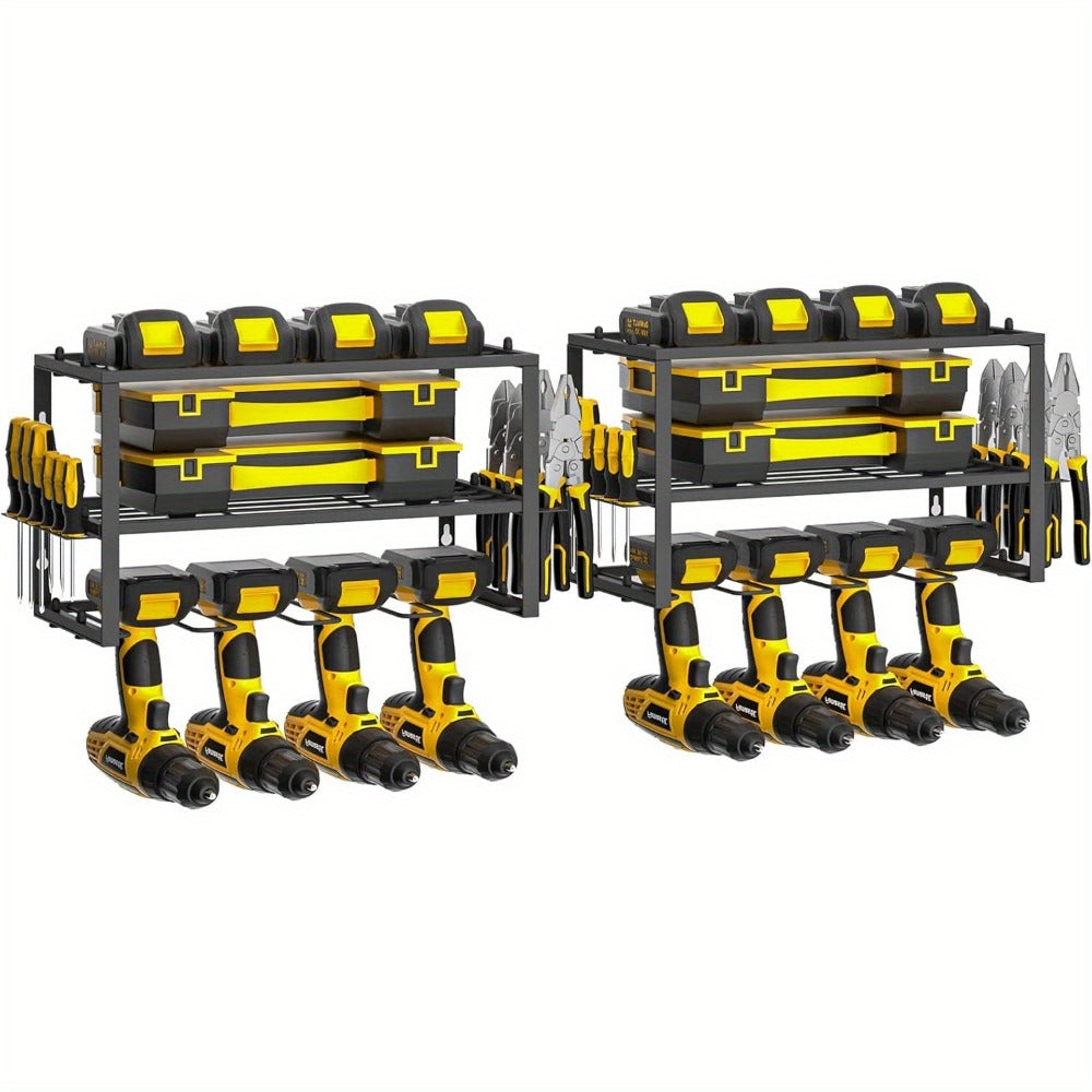 Power Drill Holder Wall Mount, Tool Storage Rack with 3/4 Layer Floating Shelf, Cordless Drill Organizer