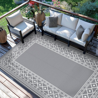 Outdoor Reversible Plastic Straw Rug for Patio Deck RV Camping – Waterproof UV-Resistant Lightweight Mat, Multiple Sizes & Colors