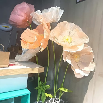 Giant Paper Poppy Artificial Flower - Super Large Floor Standing Fake Flower for Wedding Backdrop