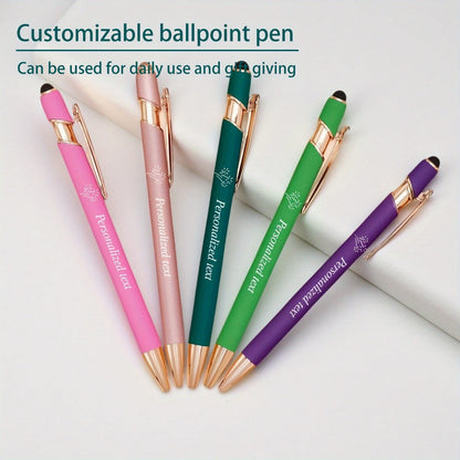 Personalized Metal Ballpoint Pens 10pcs Custom Engraved with Name or Logo - Smooth Black Ink