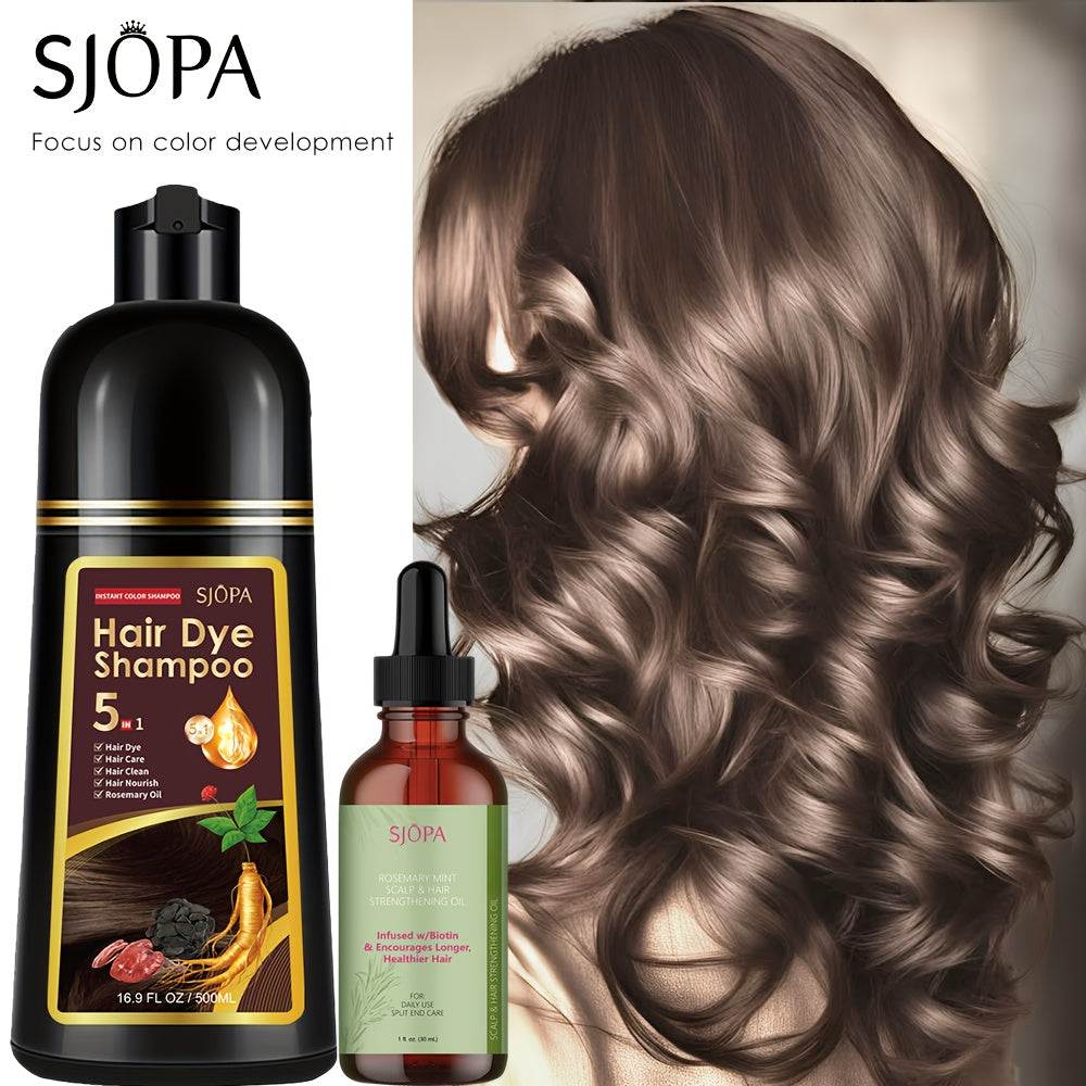 Hair Color Shampoo, SJOPA 5-in-1 16.9oz Bottle-and-Dropper Presentation with 12 Color Options
