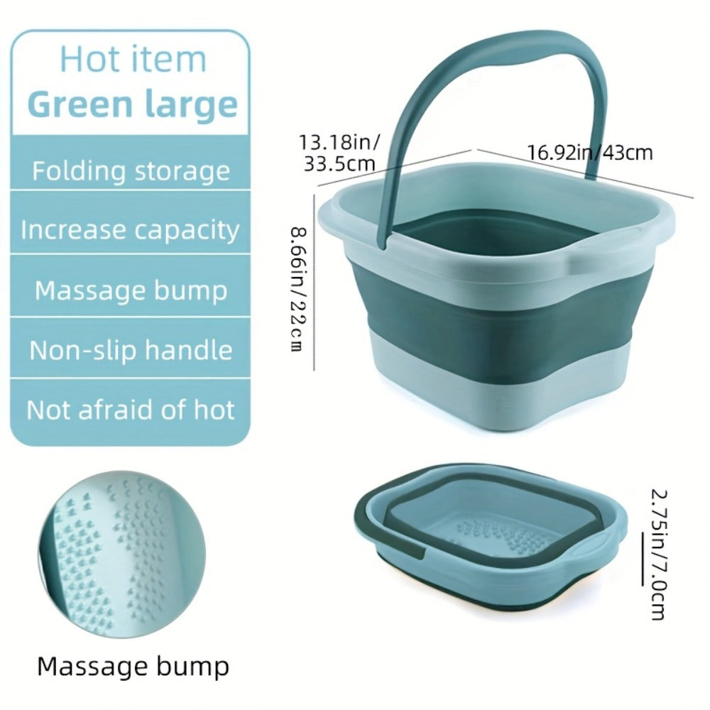 Foldable Foot Bath Bucket 3.96 Gallon Collapsible Portable Pedicure Basin with Sturdy Handle – Space-Saving Foot Soak Tub for Home Salon