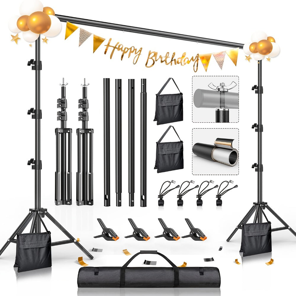 Backdrop Stand BEIYANG 10 x 8.5-Foot Tripod Kit with Sectional Crossbar, Clips, Ballast Bags and Carry Bag