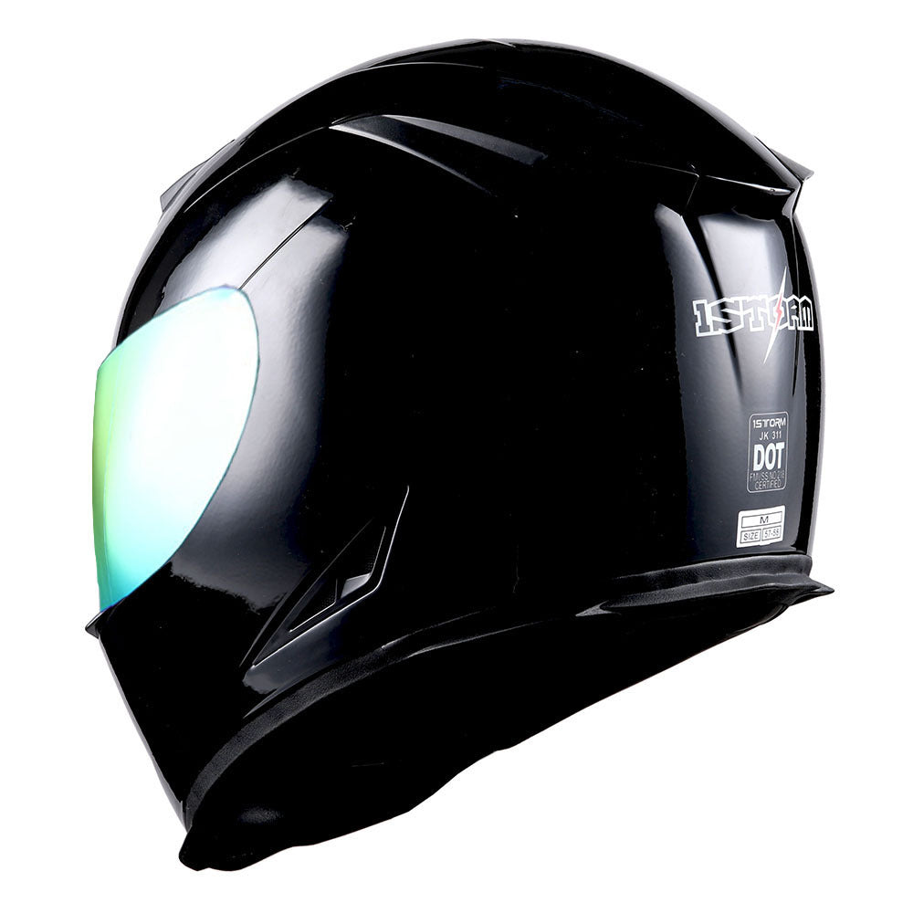 Motorcycle Helmet Full-Face Shell with Tinted and Spare Clear Shields, Quick-Release Buckle, Nine Styles and S-XL Sizes