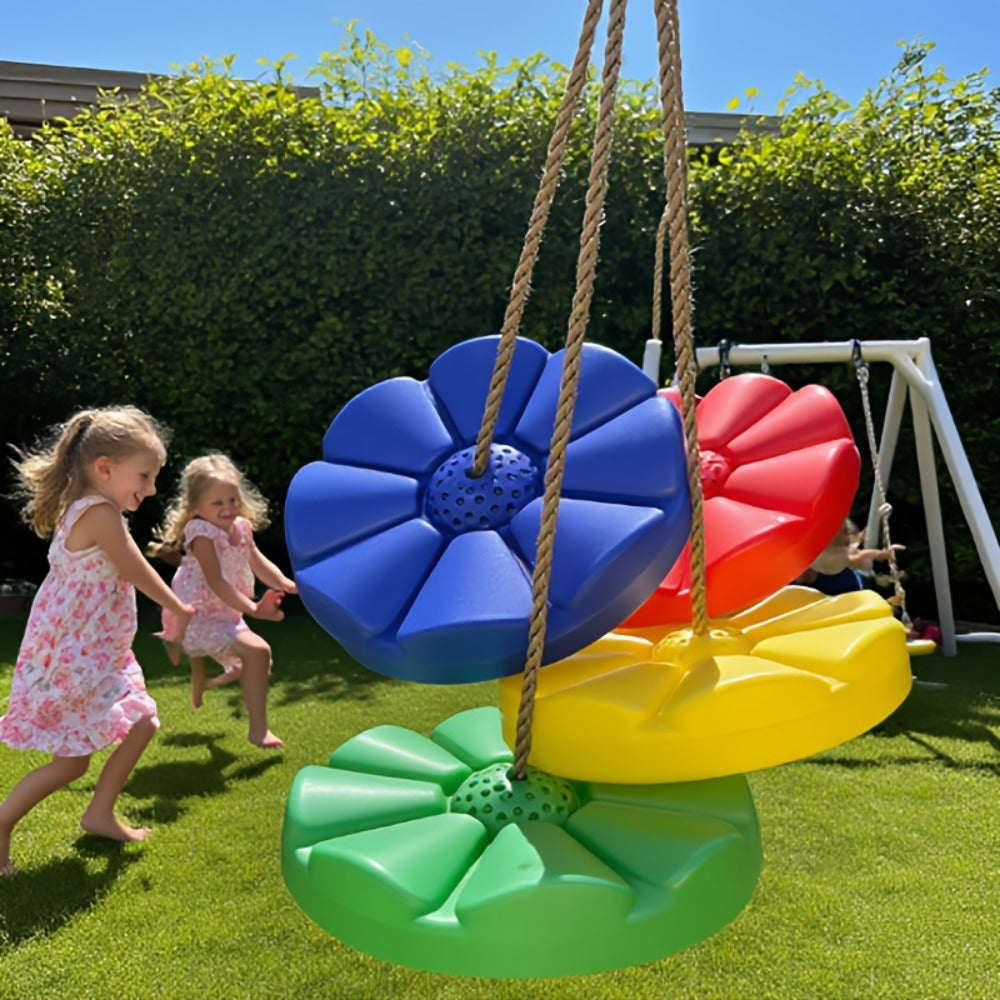 Flower Shaped Outdoor Swing Set 2 Pack Kids Backyard Hanging Swing Seat with the Listed Color, Size or Set Options for Everyday Use
