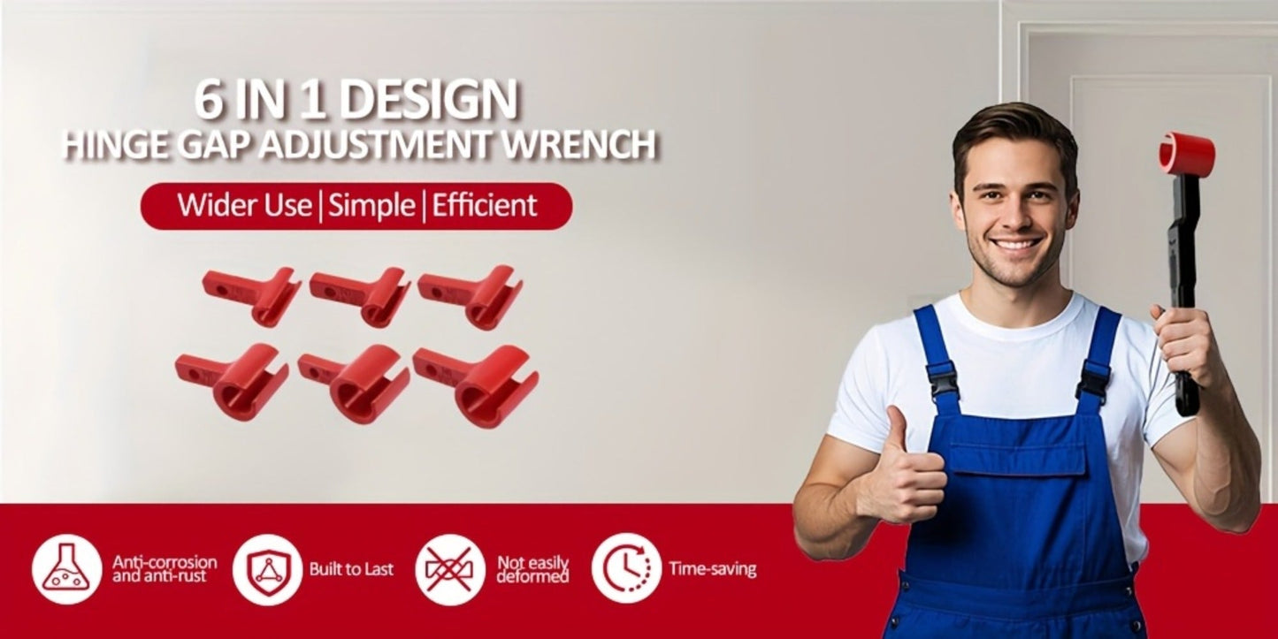 Door Hinge Adjustment Tool Kit 6-in-1 – Heavy Duty Steel Hinge Bender Wrench Set for Precise Door Gap Adjustment