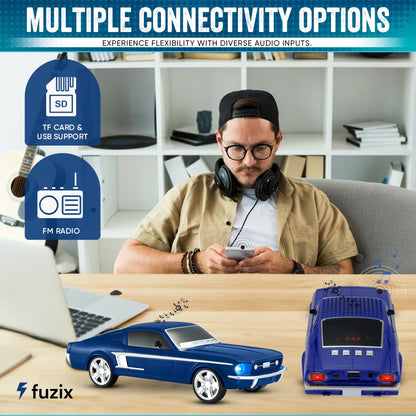 Fuzix WS-1967 Classic Car Bluetooth Speaker with LED Lights | Retro Replica Wireless Stereo, FM Radio, USB/TF/AUX, Built-in Mic