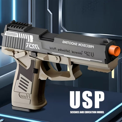 USP Bullet Toy Gun Pistol with Shell Ejecting, Continuous Rapid-Fire Foam Blaster for Boys & Girls
