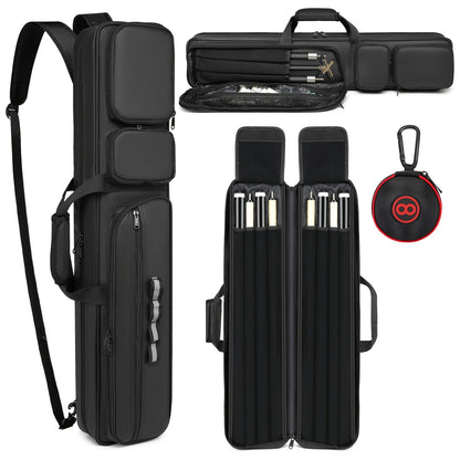 Pool Cue Case 4x4 with Hidden Backpack Strap | Billiard Cue Bag Holds 4 Butts & 4 Shafts | Hard Shell Pool Stick Carrying Case