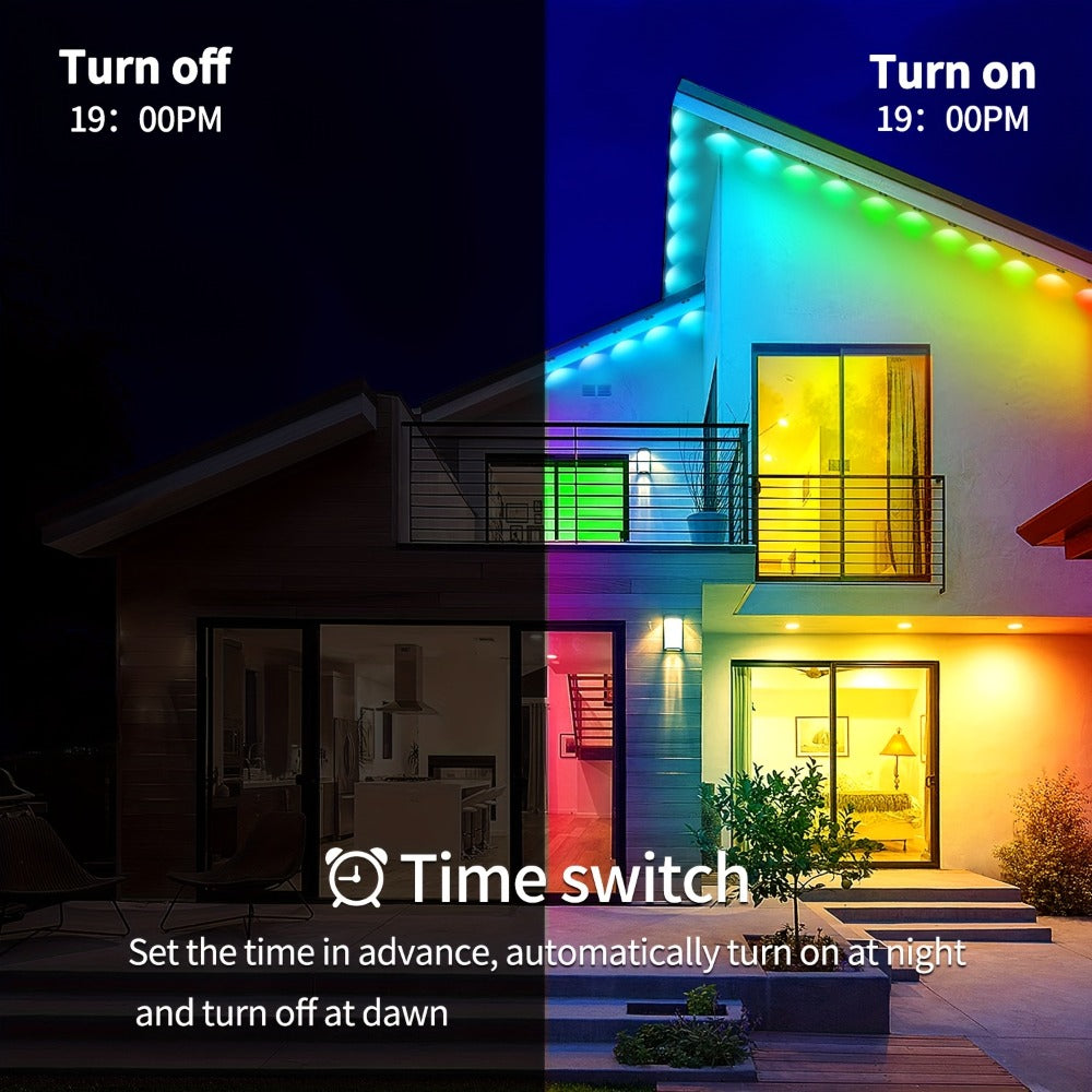 RGB Eave String Light Kit from 50ft to 400ft with Plug-In Adapter, App and Handheld Remote