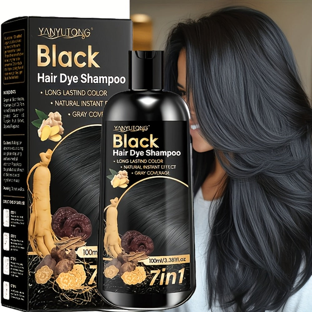 Hair Color Shampoo, YANYUTONG 7-in-1 100ml Bottle with Brown, Chestnut Brown or Black Options