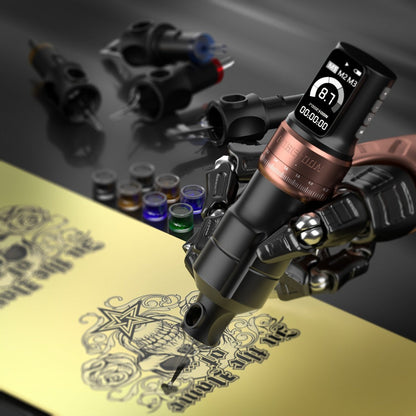 POSEIDON ZH03 Tattoo Kit with 2300mAh Adjustable-Stroke Pen, USB-C Charging, 20 Cartridges and 11 Inks