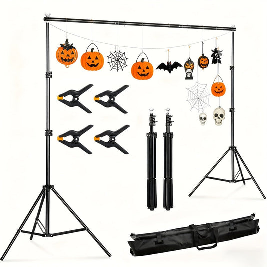 10x7ft Adjustable Backdrop Stand Kit for Photo Studio – Background Support System with 2 Stands, 4 Crossbars