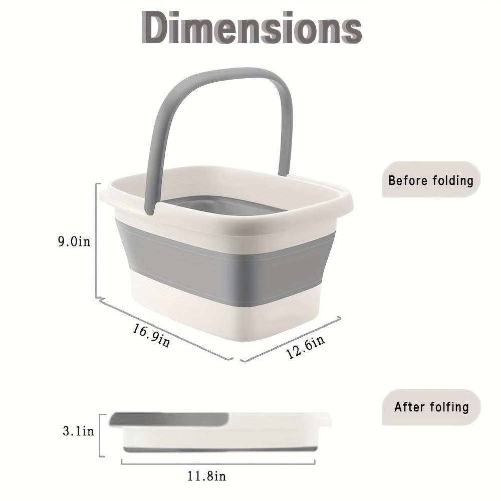 Foldable Foot Bath Bucket 3.96 Gallon Collapsible Portable Pedicure Basin with Sturdy Handle – Space-Saving Foot Soak Tub for Home Salon