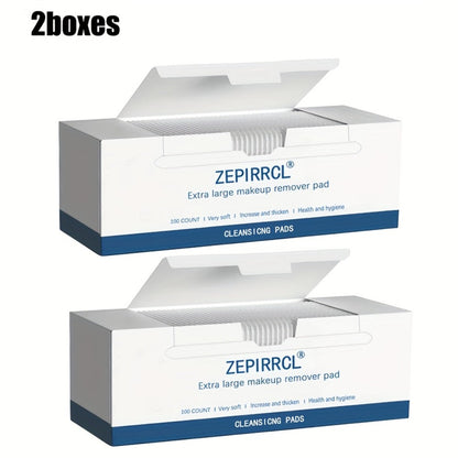 Disposable Square Cleansing Pads 200pcs (2 Boxes x 100) Extra Thick Soft Wet & Dry Facial Pads for Daily Skincare Makeup Removal