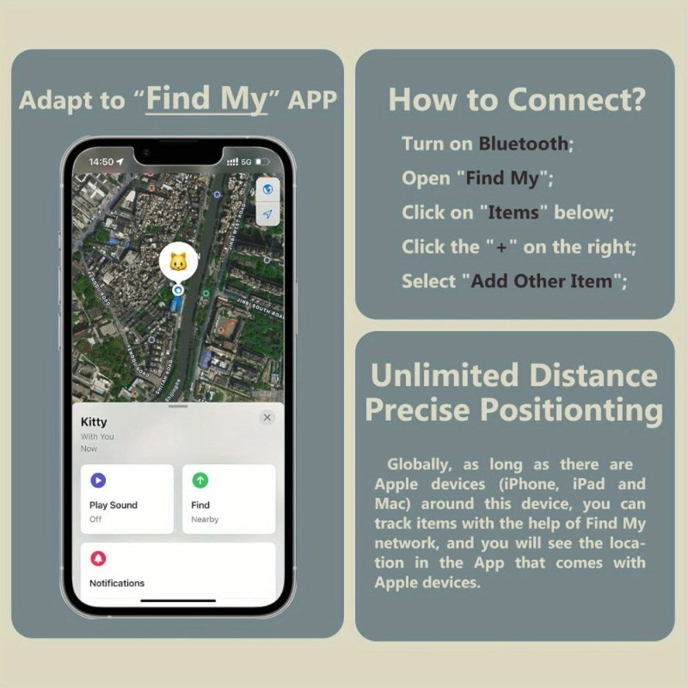 Pet GPS Tracking Collar Dual-System Smart Positioning, Anti-Lost Adjustable Collar Tracker for Cats Dogs & Puppies