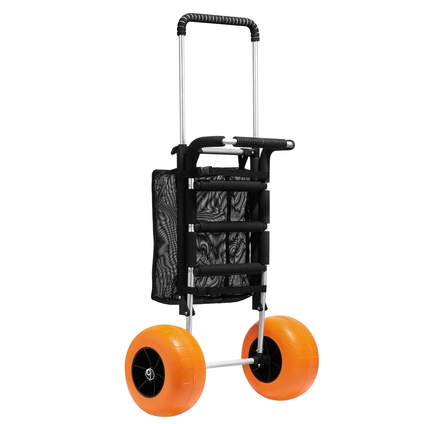 Beach Cart Aluminum Alloy 12-Inch PU Foam Wheels Folding Sand Cart Adjustable Handle for Camping Fishing Gardening Outdoor