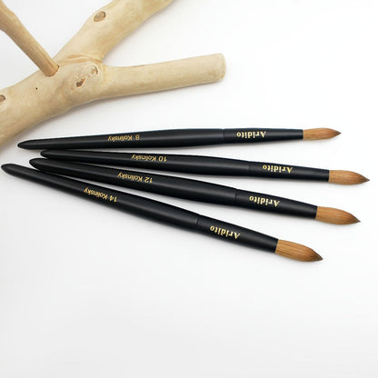 Kolinsky Nail Brush Round Head for Acrylic Extensions – Professional Black Wooden Handle Nail Art Brush with Genuine Kolinsky Hair Bristles