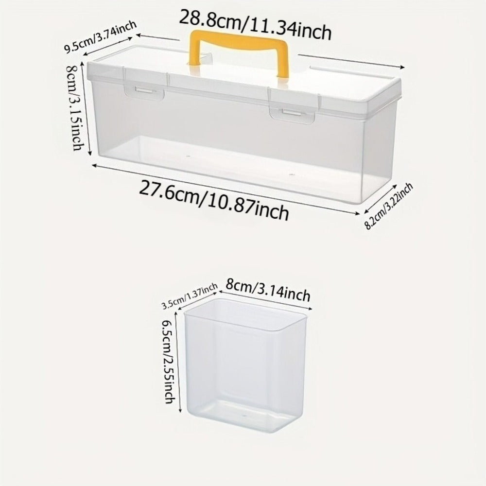 14-Piece Clear Parts Storage Organizer Set with Two Large Handled Boxes and 12 Small Divider Boxes