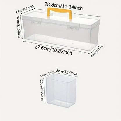 14-Piece Clear Parts Storage Organizer Set with Two Large Handled Boxes and 12 Small Divider Boxes