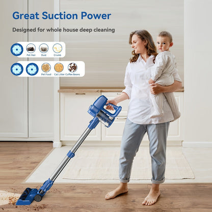 Cordless Vacuum Cleaner Stick Vacuum, MAX 70Kpa Suction, 45-Min Runtime, Anti-Tangle, 50.72oz Dust Cup