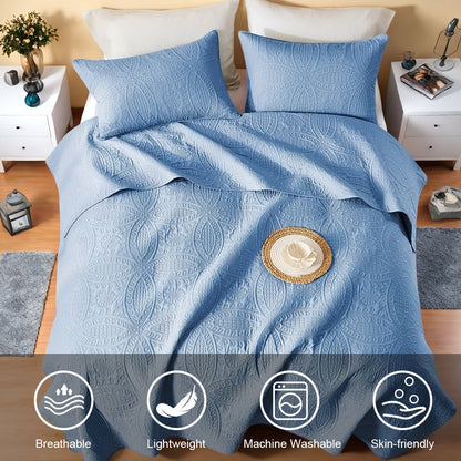 Quilt Set 2-3pcs – Lightweight Microfiber Bedspread Coin Pattern Coverlet All Seasons Twin Full Queen King Cal King