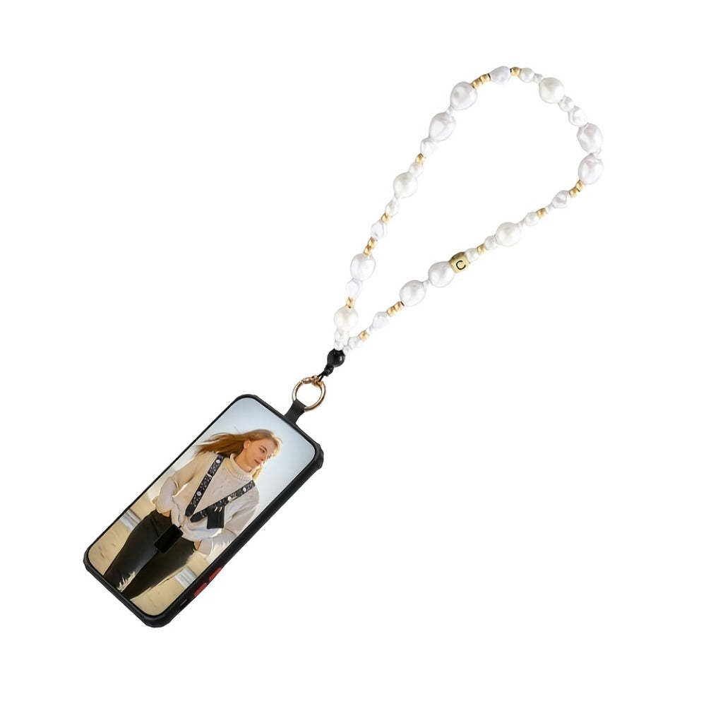 Phone Lanyard Crossbody Strap with Zipper Pouch & Beaded Charm Adjustable Hands-Free Cell Phone Shoulder Strap