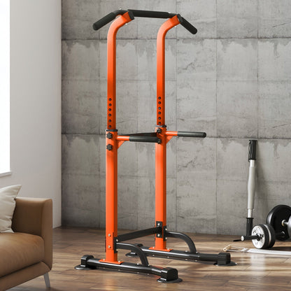 Power Tower Dip Station & Pull-Up Bar – Adjustable Height 65–83", 330 LB Capacity, H-Base Steel Frame for Pull-Ups, Chin-Ups