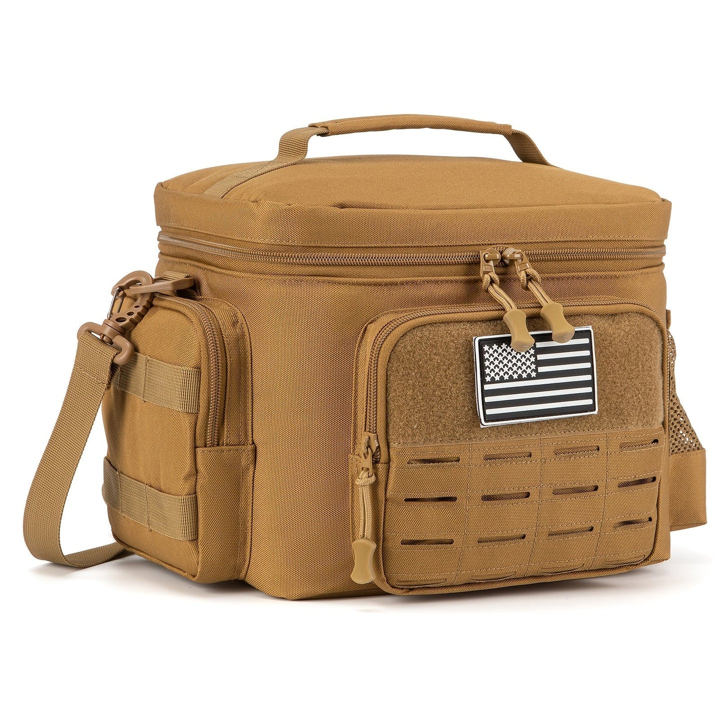 13L Tactical Lunch Bag Tote with MOLLE Front Panel, Multiple Pockets, Shoulder Strap and Three Colors