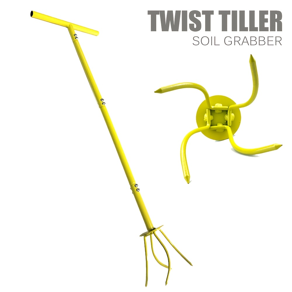 Garden Cultivator Manual Soil Loosener & Scarifier, Heavy-Duty Detachable Ergonomic Handle, Multi-Function Tool for Lawn Aeration
