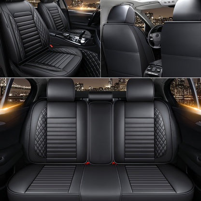 Car Seat Covers 5-Seat PU Leather Set with Front Storage Pocket, Armrest Piece and Eight Colors