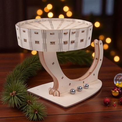 Perpetual Motion Machine Puzzle Kit 3D Wooden, Metal Ball Kinetic Sculpture, Mechanical Brain Teaser STEM Model